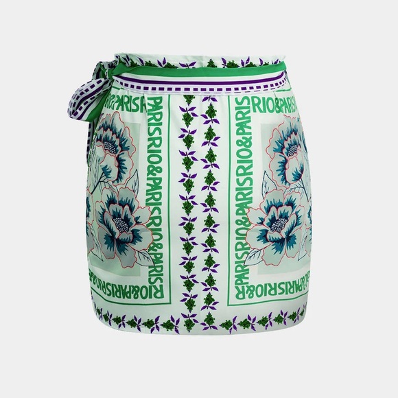 Micas Floral Print Wrap Knot Mini Skirt - Picture 2 of 2